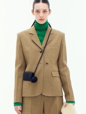 Recto Single Breasted Jacket Blazer Khaki Brown Tan Small